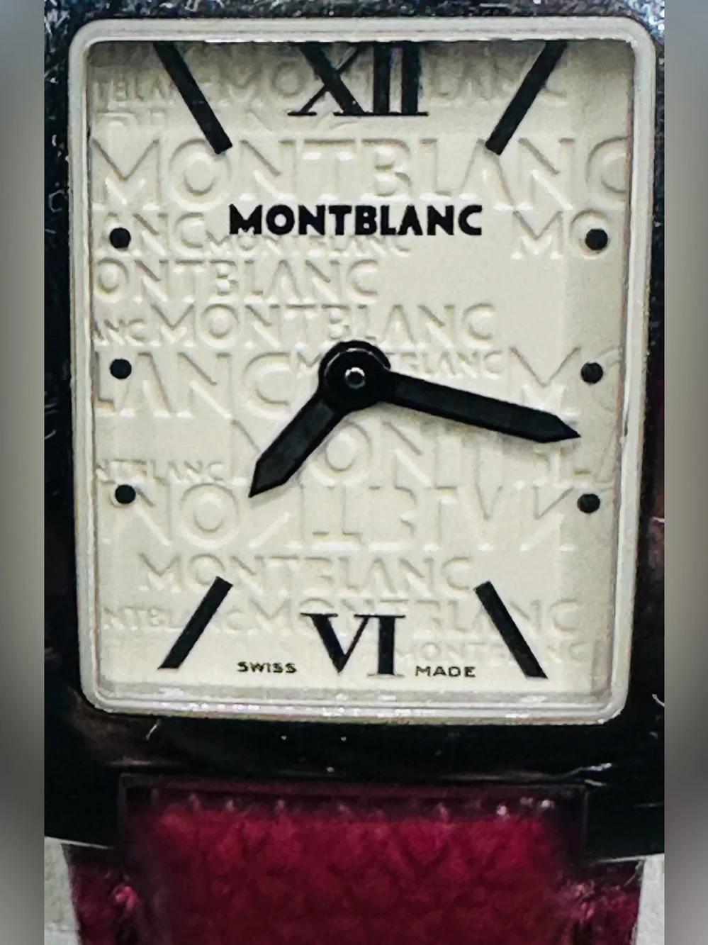 Montblanc Ivory Dial Watch with Red Strap. No Box or battery